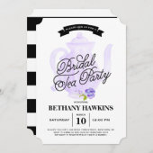 Lila | Brautparty des Tee-Party- Einladung (Vorne/Hinten)