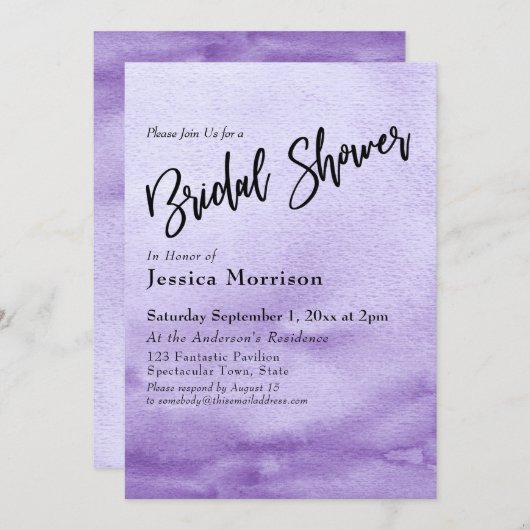 Lila Brautparty Einladung (Vorne/Hinten)