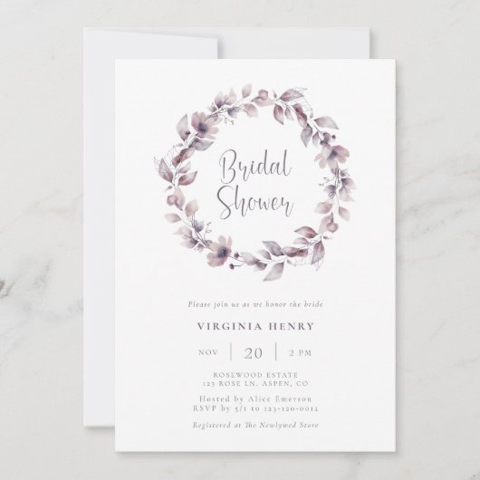 Lila Brautparty Einladung (Vorderseite)