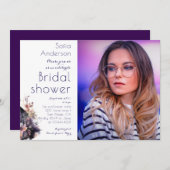 Lila Brautparty Foto Einladung (Vorne/Hinten)