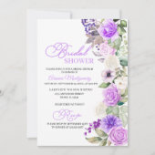 Lila Brautparty für Blumenfrüchte Einladung (Vorderseite)