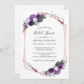 Lila Brautparty für Blumenschrift Einladung (Vorne/Hinten)