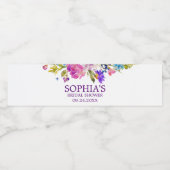 Lila Brautparty für die Blume Rosa und Blau Wasserflaschenetikett (Einzelnes Label)