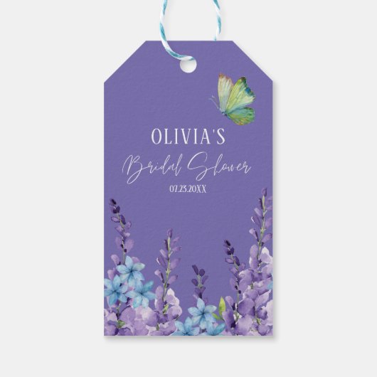 Lila Brautparty Geschenkanhänger (Rückseite)