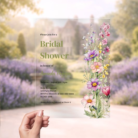 Lila Brautparty in Rosa Acryleinladungen