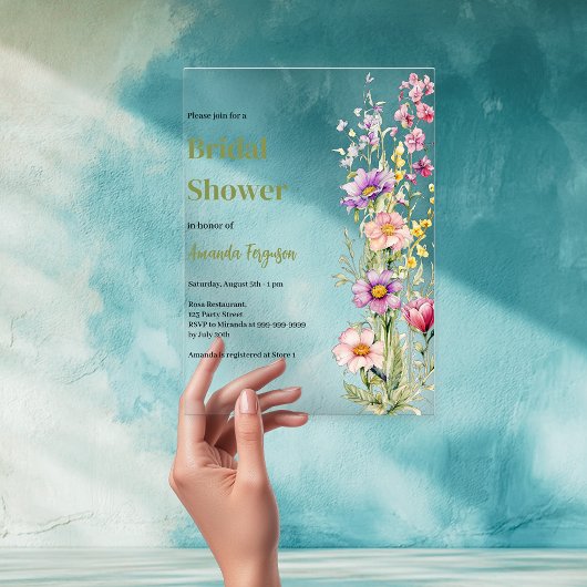 Lila Brautparty in Rosa Acryleinladungen