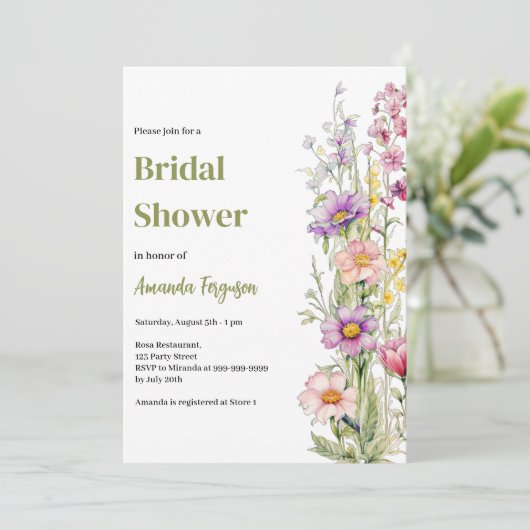 Lila Brautparty in Rosa Einladung (Stehend Vorderseite)