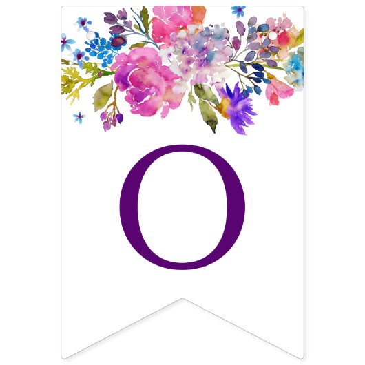 Lila Brautparty in Rosa und Blumen Wimpelkette (Dritte Fahne)