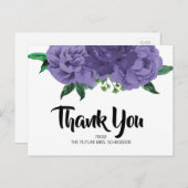 Lila Brautparty mit Blumenviolett Danke Karte (Vorne/Hinten)