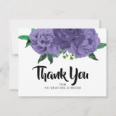 Lila Brautparty mit Blumenviolett Danke Karte (Vorderseite)