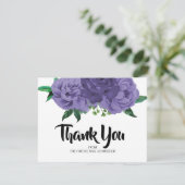 Lila Brautparty mit Blumenviolett Danke Karte (Stehend Vorderseite)