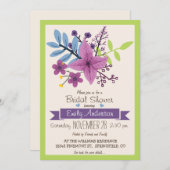 Lila Brautparty mit grünem Lime und Violett Einladung (Vorne/Hinten)