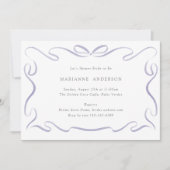 Lila Brautparty mit klassischer Ribbon Einladung (Vorderseite)