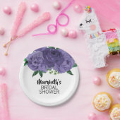 Lila Brautparty-Papierplatte für Blumenviolett Pappteller (Party)