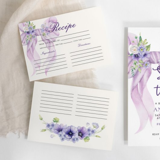 Lila Brautparty Ribbon Flora Rezept Begleitkarte