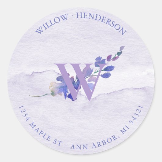 Lila Brautparty-Rücksendeadresse Runder Aufkleber (Vorderseite)
