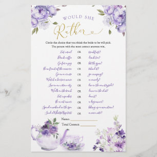 Lila Brautparty Tee mit Blumenmuster würde sie ehe