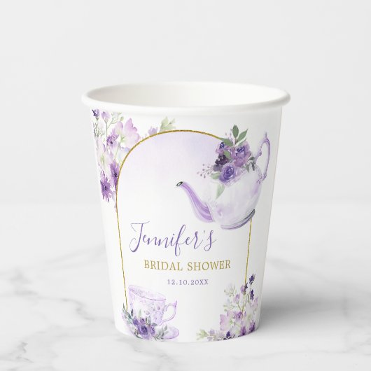Lila Brautparty Tee Party Papier Cup Pappbecher (Rückseite)