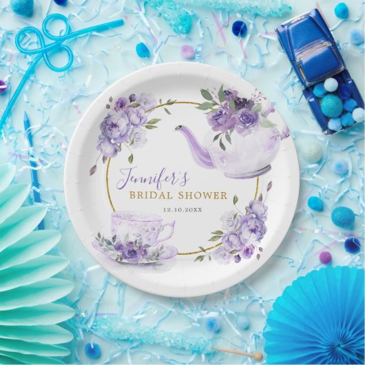 Lila Brautparty Tee Party Papierplatte Pappteller (Party)