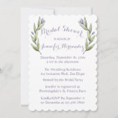 Lila Brautparty Wasserfarben-Blätter Einladung (Vorderseite)