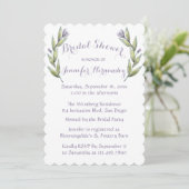 Lila Brautparty Wasserfarben-Blätter Einladung (Stehend Vorderseite)