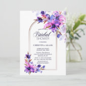 Lila Brautparty Wasserfarben Einladung (Stehend Vorderseite)