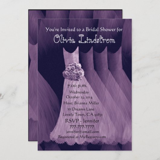 LILA Brautwäsche Brautdusche Einladung (Vorne/Hinten)