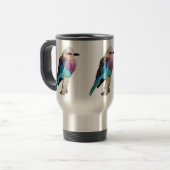 Lila Breasted Rollen-Vogel Reisebecher (Vorderseite Links)