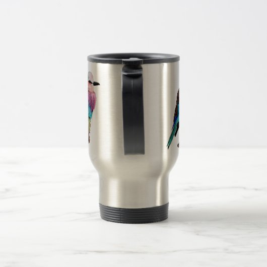 Lila Breasted Rollen-Vogel Reisebecher (Henkel)
