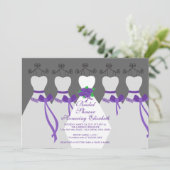 Lila Bride Bridesmaids Bridal Dusche Einladung (Stehend Vorderseite)