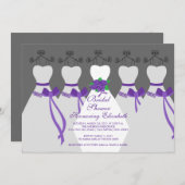 Lila Bride Bridesmaids Bridal Dusche Einladung (Vorne/Hinten)