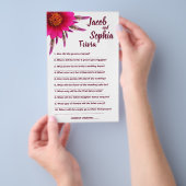 LILA BRIDE & GROOM TRIVIA DUSCHKARTE FLYER (Handgriff)