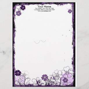 lila Briefkopf Blumen des Grunge