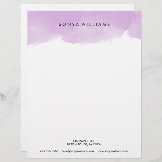 Lila Brieftat für Wasserfarben Briefbogen (Vorne/Hinten)