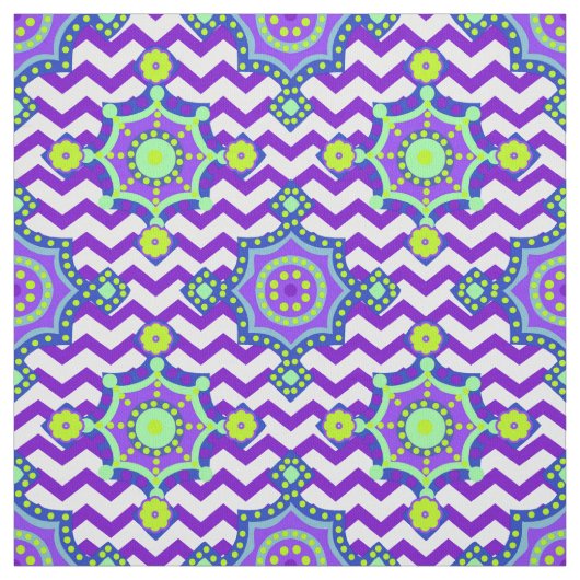 Lila Bright Boho Zickzack | Karnevalsfarben Stoff (Muster)