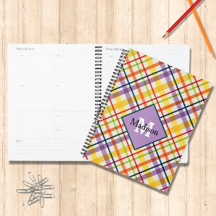 Lila Bright School Kariert Monogram Planer