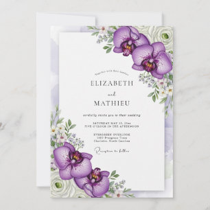 Lila brillante tropische Hochzeit Einladung