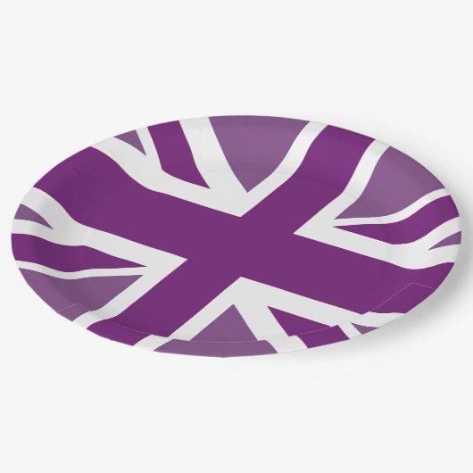 Lila Britische Flaggenplatine der Union Pappteller (Schrägansicht)