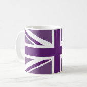Lila britischer Flaggen-Union Jack Souvenir Kaffeetasse (Vorderseite Links)