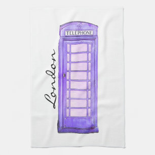 Lila - britischer Telefonstand - London - Teetuch Geschirrtuch