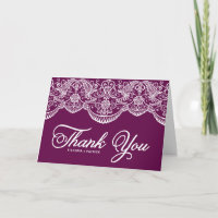 Lila Brocade Lace Wedding Dankeschön Karte