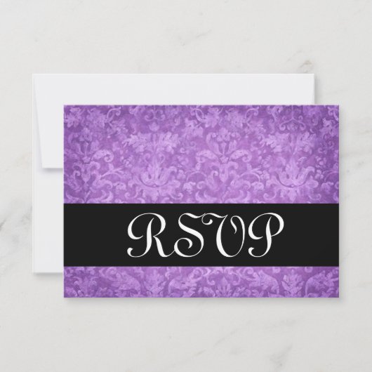 Lila Brocade UAWG Wedding Response Card V RSVP Karte (Vorderseite)