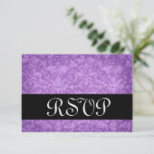 Lila Brocade UAWG Wedding Response Card V RSVP Karte (Stehend Vorderseite)