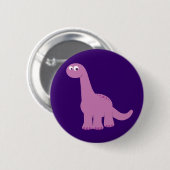 Lila Brontosaurus-Dinosaurier Button (Vorne & Hinten)