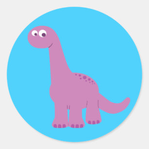 Lila Brontosaurus Dinosaurier Runder Aufkleber
