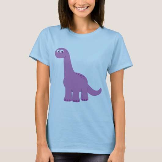 Lila Brontosaurus Dinosaurier T-Shirt (Vorderseite)