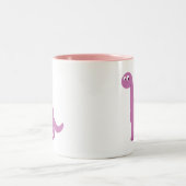Lila Brontosaurus Dinosaurier Zweifarbige Tasse (Mittel)