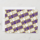 Lila & Bronze Pawprint Abschluss Foto Einladung (Rückseite)