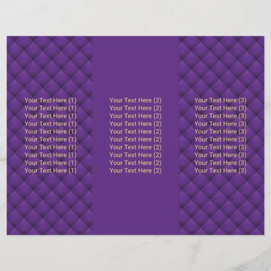 Lila Broschüren aus Tri-Fold-Gold-Diamant-Monogram (Rückseite)