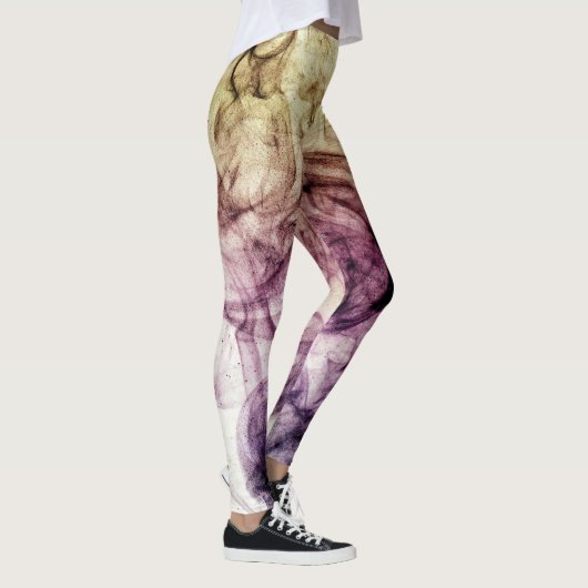 Lila Brown Smoking Dust Abstrakt Leggings (Rechts)